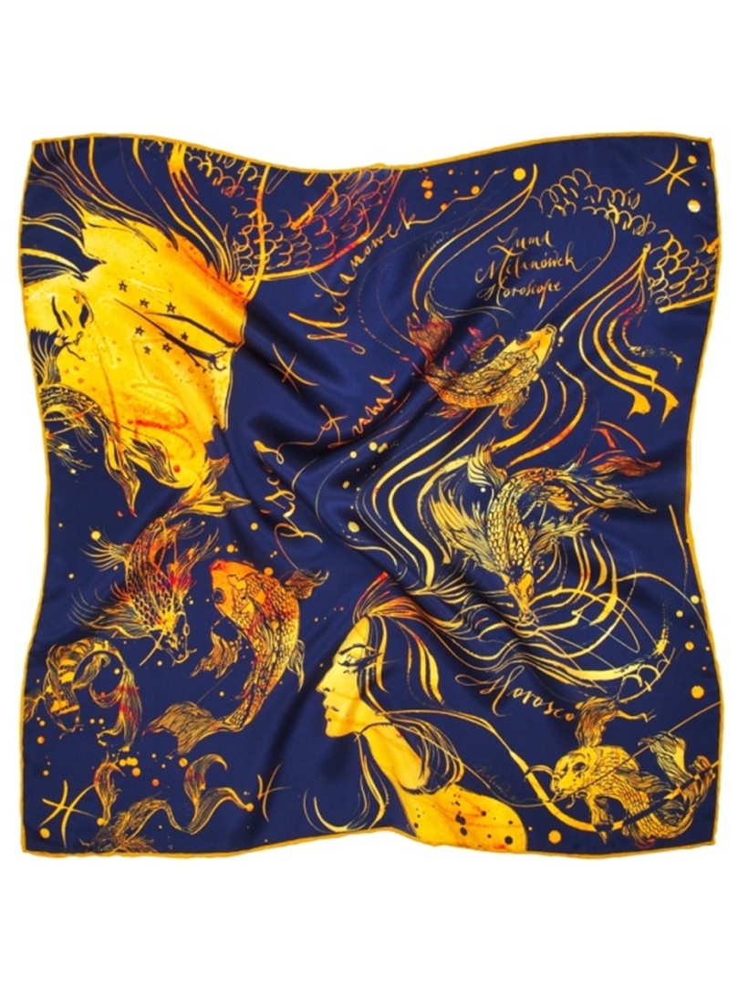 AZ-12 Apaszka Jedwabna Zodiak Ryby 68x68cm Anny Halarewicz